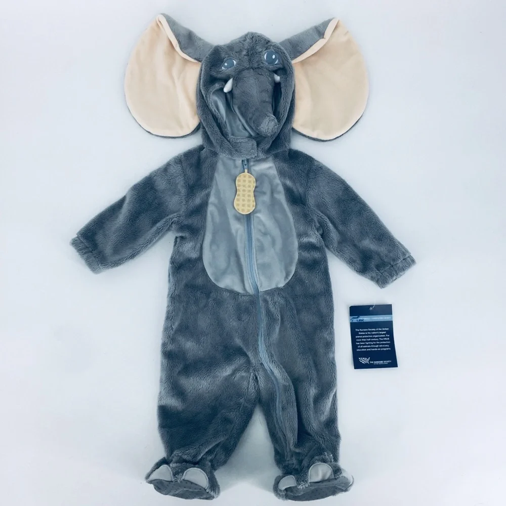 Elephant Plush Hooded Baby Costume - Gray 3-6 mo